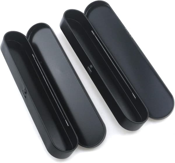 WJSMBlack Stationery Box Metal Pencil Case Empty Hinged Tin Box Pen Holders Pen Storage Containers 2PCS Black