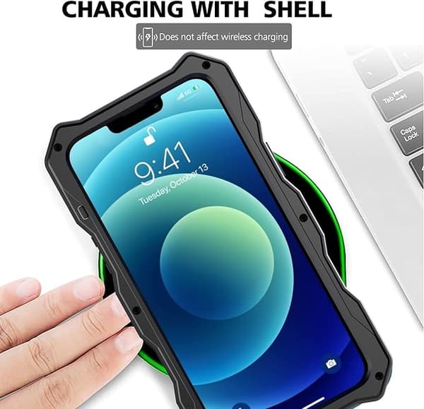 Kompatibel med iPhone 12 Pro Max Vanntett Metall Deksel, Bui