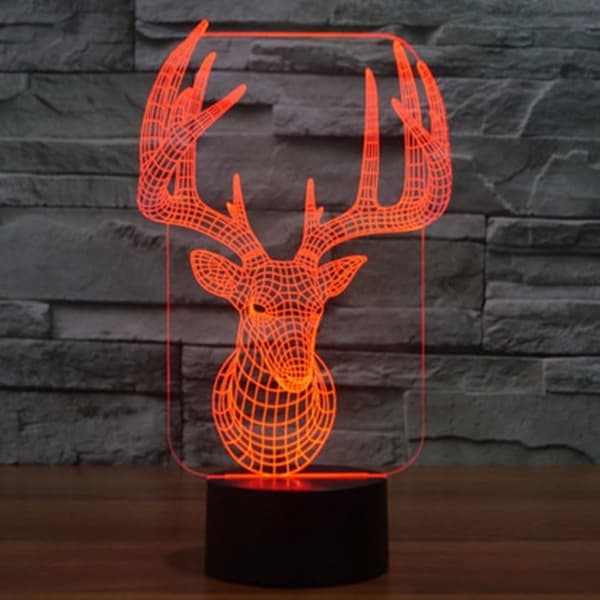 Animal 3D Hjort Natlampe Bord Skrivebord Optisk Illusion Lamper