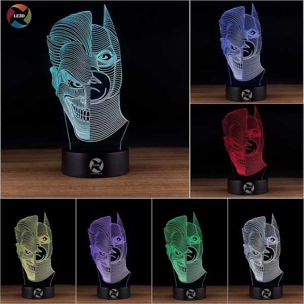 3D Optisk Illusjon Nattlys - 7 LED Fargeskiftende Lampe