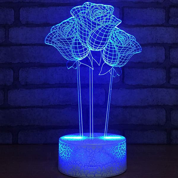Abstrakt 3D Blomst Optisk Illusjon Nattlys 7 Farger C