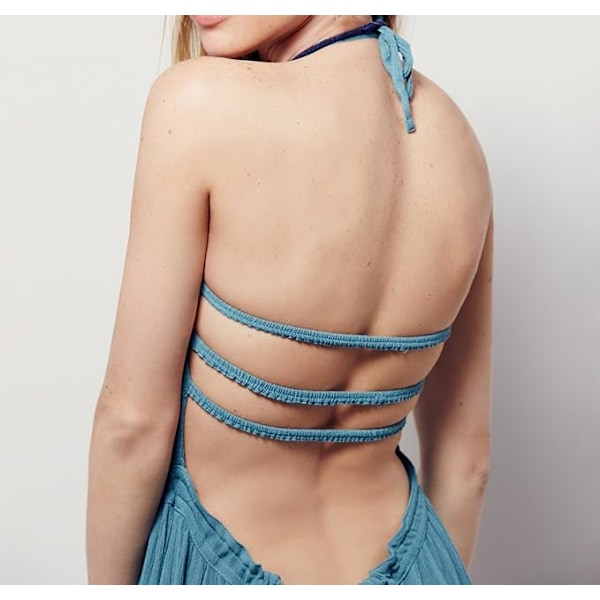 Sommarklänningar för damer, Boho, sexiga, rygglösa, långa S