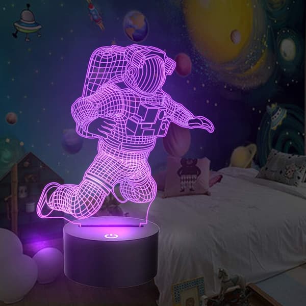 3D Astronaut Illusionslampe 7 Farver Skiftende LED Natlampe