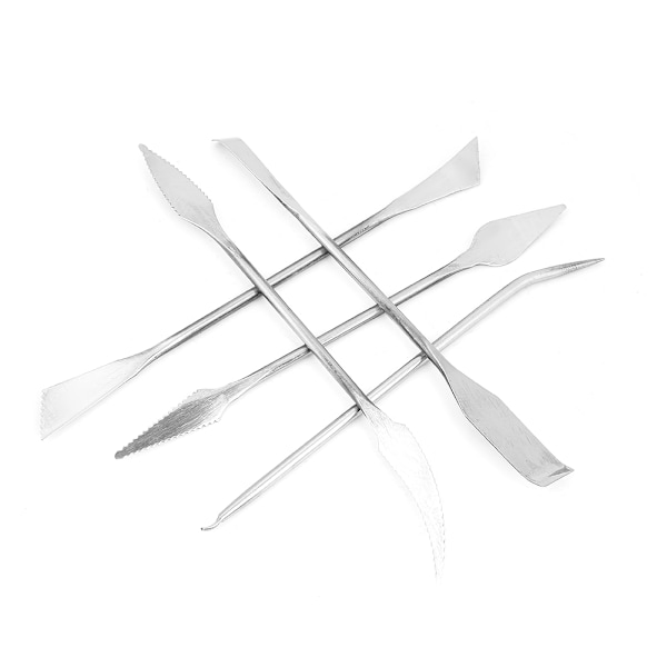 5 st rostfria dubbelhuvud vaxkeramik lera snidning skulptur DIY hantverk set