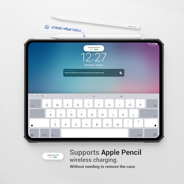 TineeOwl iPad Pro 13 Skal (2024) M4, Ultratunt Matt Klart Skal, Stöder Apple Pencil Laddning, TPU Stötfångare (Matt Baksida/Svart, Pro Matte Back ipad pro13（2024）