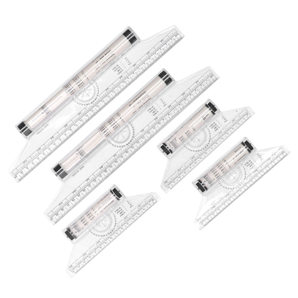 5 stk. Målervals 15cm 30cm Klar Skala Transparent Letvægts Parallel Vals Lineal med Formler til Arbejde