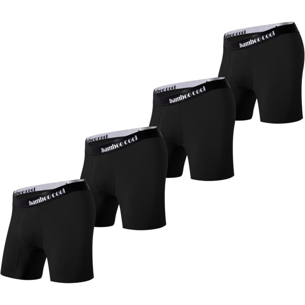 Menu2019s Underbukser Boxer Briefs med Gylf Myke Komfortable Pustende Underbukser for Menn Multipack Black L