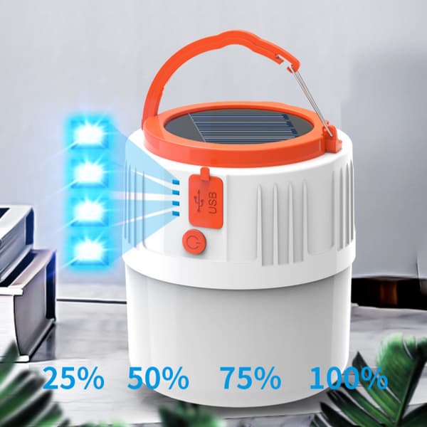LED Solcellelanterne - Genopladelig, USB & Solcelledrevet Camping