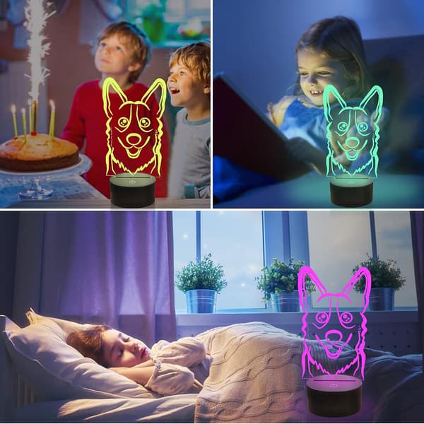 Hunde 3D nattbordslampe, Attivolife Valpeillusjon Optisk nattlys