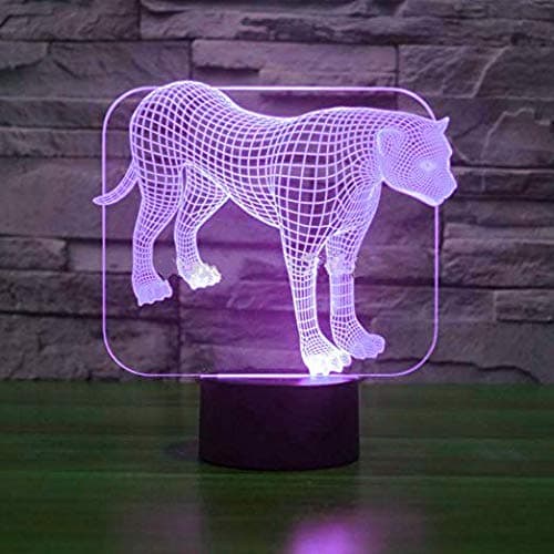 Animal Leopard 3D Natlampe 7 Farveskift LED Bordlampe