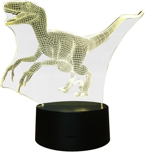 Dinosaur 3D Natlampe til Børn, 3D Led Illusionslampe Tre