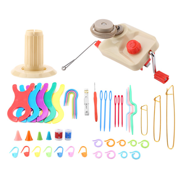 Stickningsull Garnvinda Kit med Garnvinda Stift Räknare Tum Meter Vävverktyg Set