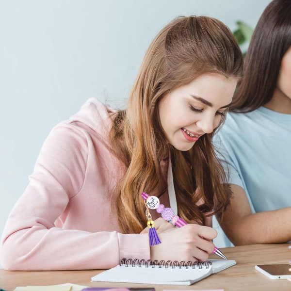 12-pack pärlpennor med tofsar för kontor, skola, barn och studenter