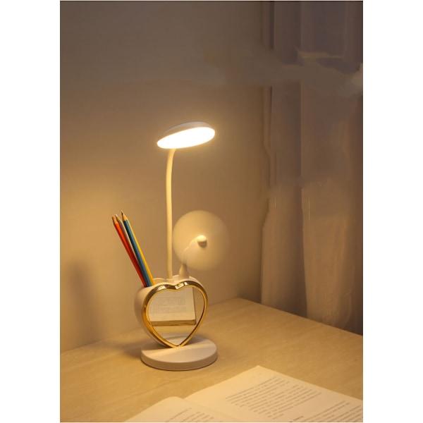 Skrivbordslampa för barn, söt LED-lampa för flickor med USB-laddning
