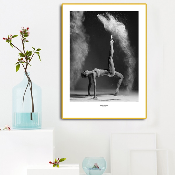 Balett Solo Väggkonst Canvas Print Poster, Simple Fashion Black and White Photogra