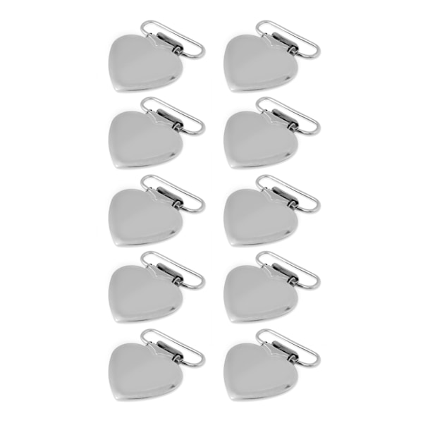 10 stk Metall Hjerteformet Innlegg Smokkholder Suspender Klips for Hjem Håndverk