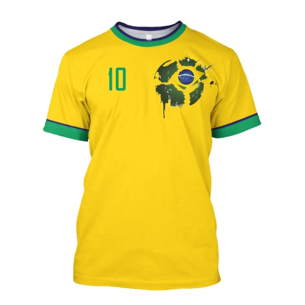 Brasiliansk landslagströja herr T-shirt O-hals Oversize kortärmad herrkläder 3D-tryck brasiliansk flagga urval fotbollslagströja Q00108T XL