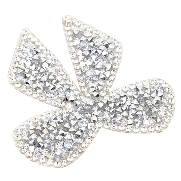 Smukke Rhinestones Sløjfe Krystal Kæde Trim Tøj Broderi Mærkat Patches (Sølv)