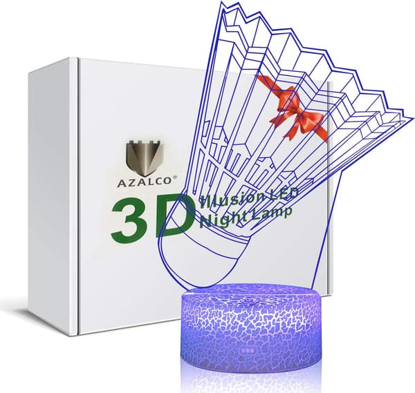 3D Illusjon Badminton Shuttlecock Nattlampe 7 Farger C
