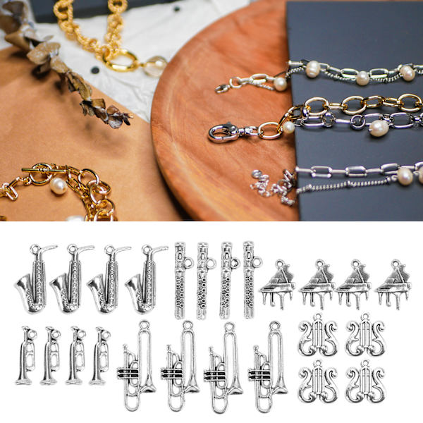24 st DIY-berlocker tillbehör utsökt design liten musikalisk form legering smyckestillverkning för att göra armband