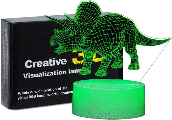 Dinosaurleker 3D Dinosaur Nattlys for Barn Triceratops I
