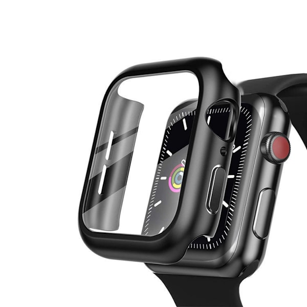 2 st vattentäta fodral kompatibla med Apple Watch 45 mm serie 8 med härdat glasskyddsskydd