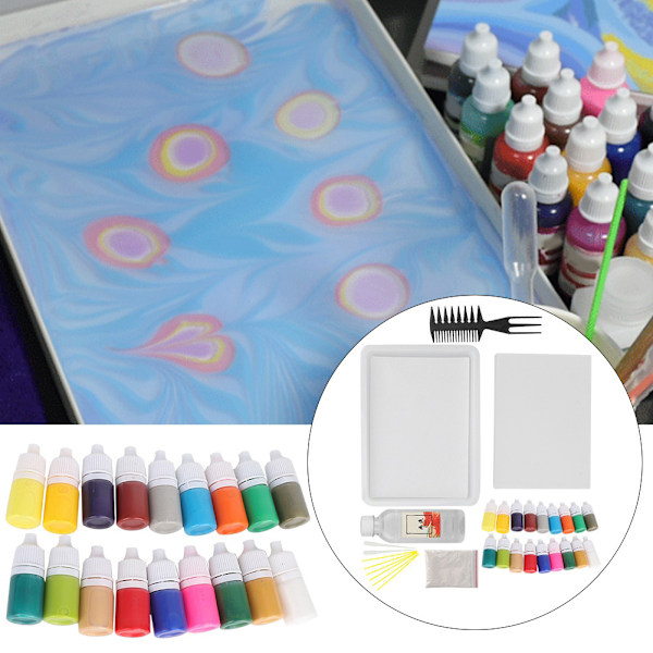 Vattenmarmorering Mineralpigment i PVC-flaska för Ebru Art Tool för barn (A4 18 färger 6 ml)