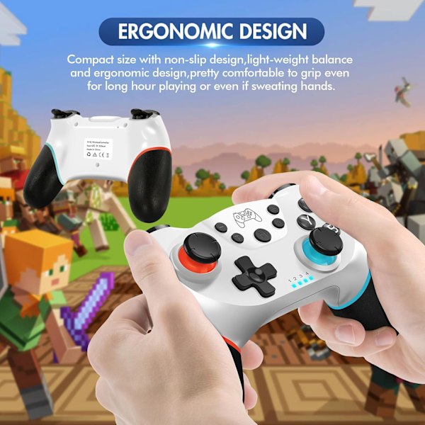 Kontroller för Switch, Trådlös Pro Controller för Switch/Switch Lite, Switch Fjärrkontroll Gamepad Joystick, Turbo och Dubbel Vibration Red+Blue