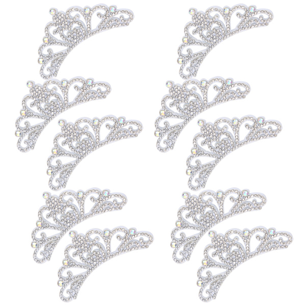 10 st Rhinestones tygapplikationer kronformade lappar klädtillbehör 8,3x4,5 cm vit