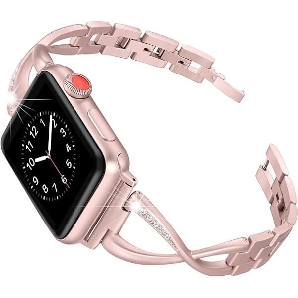 Secbolt Armband Kompatibla med Apple Watch Armband 38mm 40mm 41mm 42mm 44mm 45mm 46mm 49mm Iwatch Serie 8/7/6/5 Dam Elegant Smycke St Rose Gold 38/40/41MM