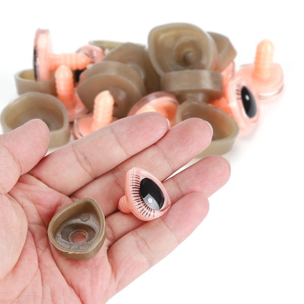10 set dockögon i plast, triangulära 3-dimensionella ögonfransar, tecknade ögonboll leksakstillbehör 17x20mm