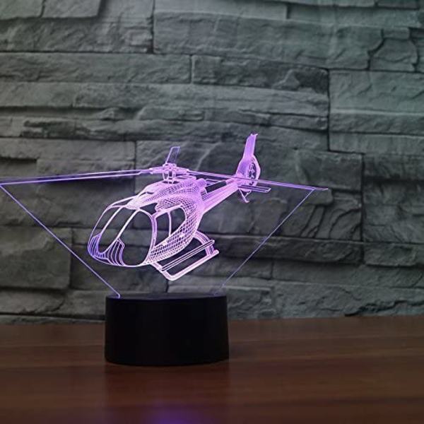 3D Helikopter Fly Natlampe Touch Switch 7 Farveskift