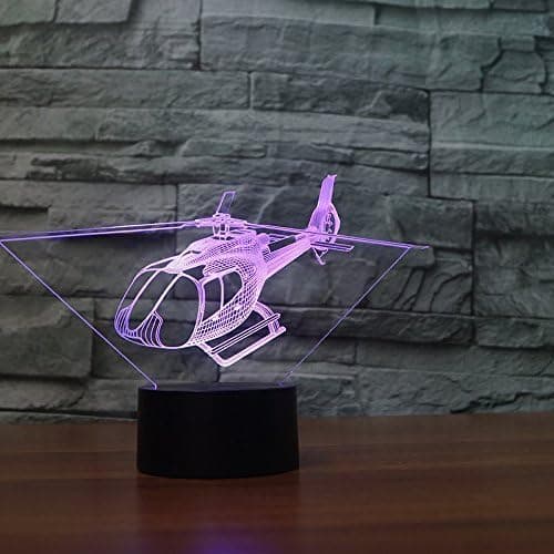 3D Helikopter Flygplan Nattljus Touch Switch 7 Färgförändring