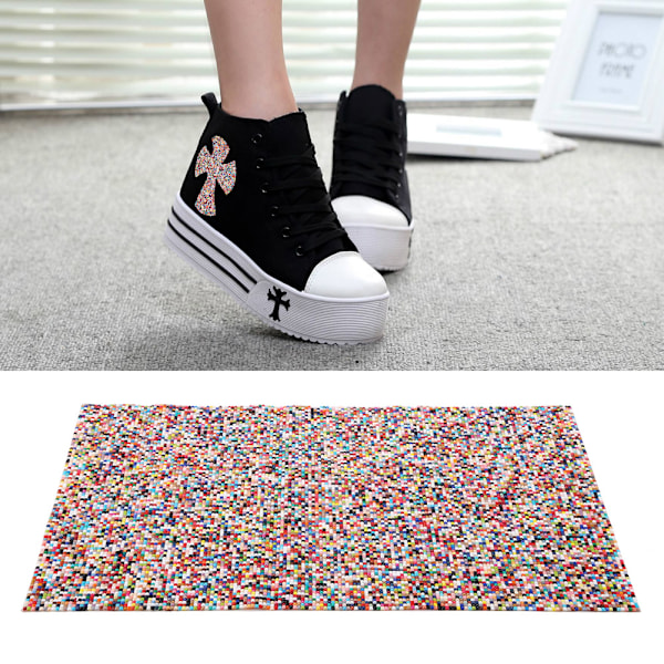 Plast syv-fargets rhinestones trim krystall hotfix strass mesh banding klistremerke applikasjoner ark