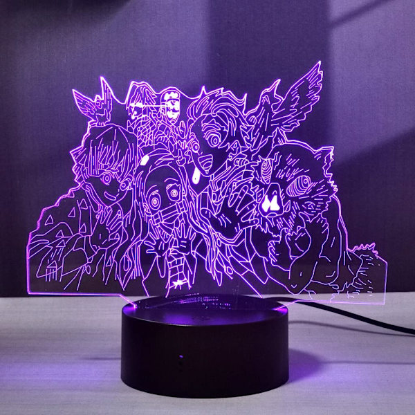 Demon Slayer Nezuko Tanjirou Zenitsu 3D Illusion LED Animelampa RGB 16 Färger Fjärrkontroll Skrivbordsnattlampa för Sovrum