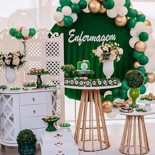 129 stk. Mørkegrønne balloner i forskellige størrelser 18 12 10 5 tommer Grøn latex ballonbue til maskefest dekorationer fødselsdag baby shower W Dark Green
