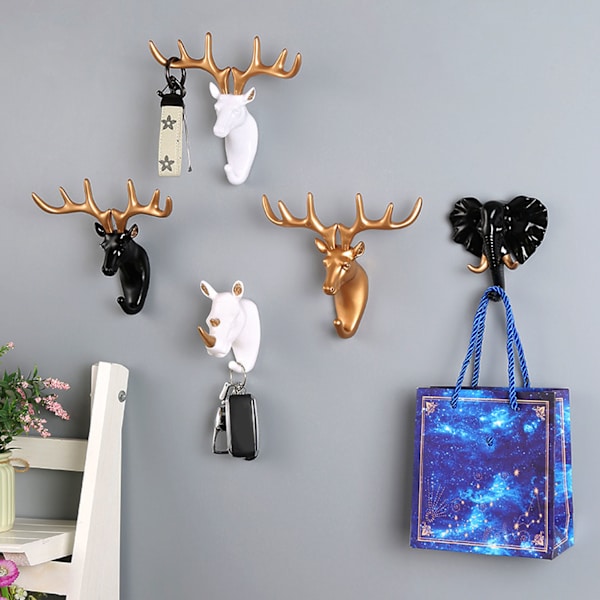 Eläimen muotoinen koukku seinälle kiinnitettävä ripustuskoukku koristeellinen koukku takille pyyhkeelle avaimelle Golden Giraffe