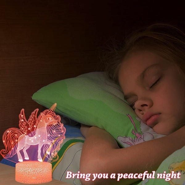 Unicorn Night Light för barn, Unicorn Present för flickor, 3D Ill