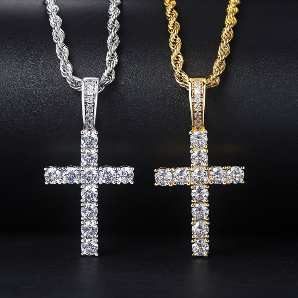 14K Guldpläterat Halsband med Kors för Kvinnor | Korshänge | G