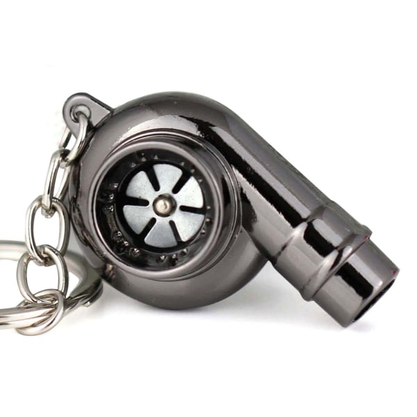 Kreativ Spinning Ny Krom Polert Gunmetal Svart Turbo Turbolader Nøkkelring Nøkkelkjede Ring Nøkkelring Nøkkelbrikke, Lag Fløytelyd