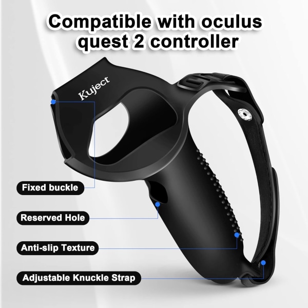 Design Cover för Oculus Quest 2 Controller Grips, Silikon Anti-Throw Grips Cover med Justerbara Knuckle Straps, Protector för Meta/Oculus Quest 2 A
