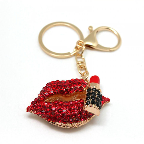 Nyckelringar för kvinnor, Bling Sexy Red Lips Key Ring för G
