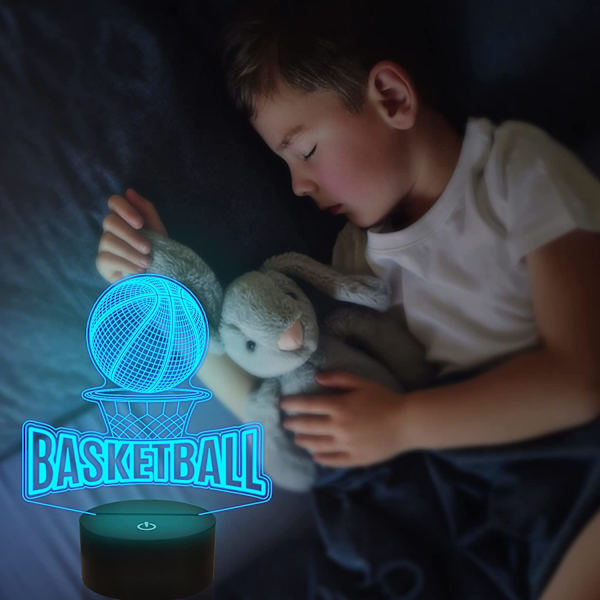 Basketball 3D Illusion Lampe, Attivolife Fjernbetjening med 16 Farveskift