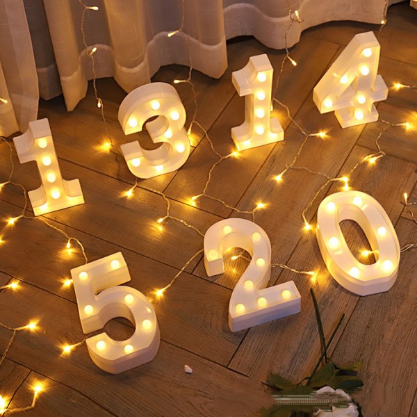 Led ljus sifferbokstavsskylt för nattljus bröllop