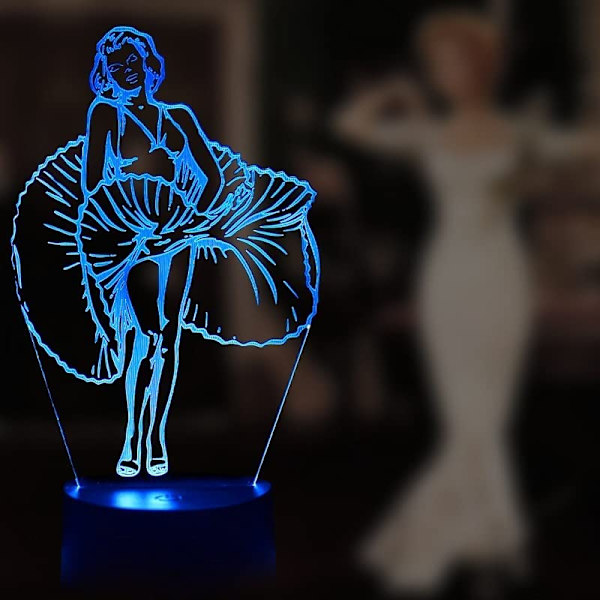 Marilyn Monroe lampa 3D Illusion Nattljus, Fjärrkontroll T