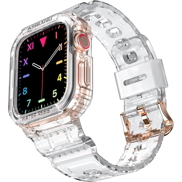 Yhteensopiva Apple Watch Series -rannekkeiden kanssa, kirkas naisten malli 41mm/40mm/38mm kotelolla, kaunis söpö kristalliranneke hyytelösuojalla Clear 38/40/41mm