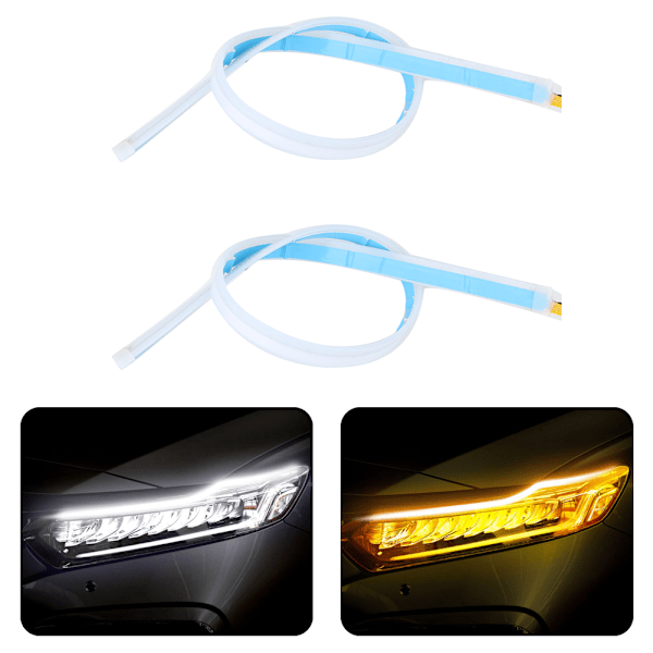 1 Par 60cm LED Dagkørelys Guide Strip Bar Hvid Gul Lysfarve