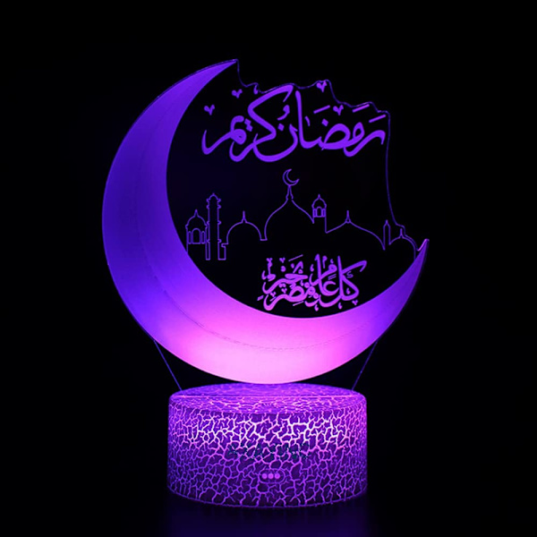 3D Natlampe LED Illusion Skrivebordslampe 7 Farveskift