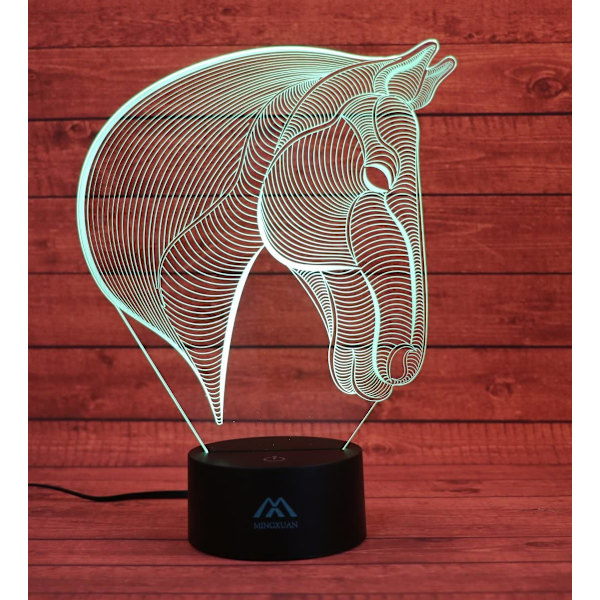 3D Häst Nattlampa 7 Färger LED Touch Bordsslampa Energisparande Djurlampor Mode Kreativ Heminredning Present