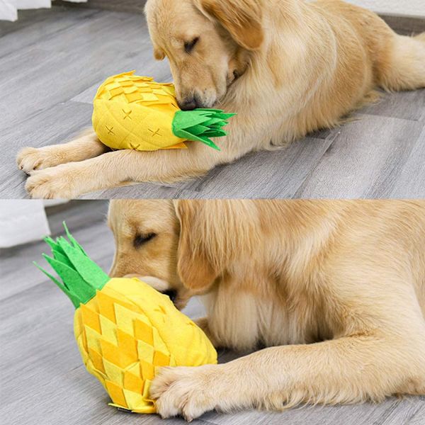 Söt ananas hund sniffle leksak, plysch pipig snuffle tåg